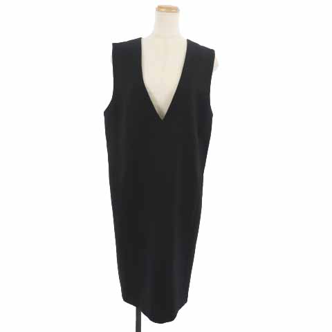 23区 オンワード樫山 Vingt Trois ジャンパースカート ワンピース ミモレ ロング ウール 38 黒 ブラック Ri29 レディース 1 ベクトルパーク