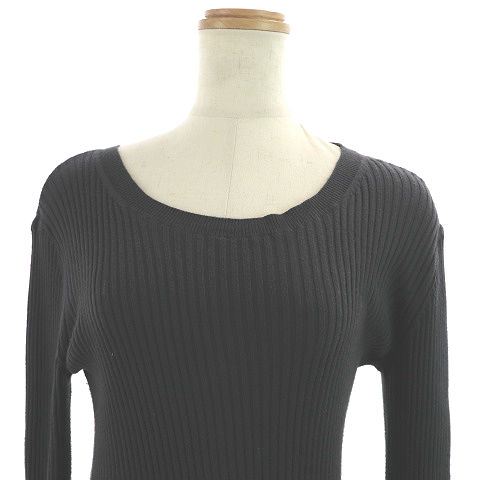 エミアトリエ Emmi Atelier 18aw ワンピース ニット リブ タイト ミモレ ロング クルーネック 長袖 0 グレー Ri12 レディース 1 ベクトルパーク