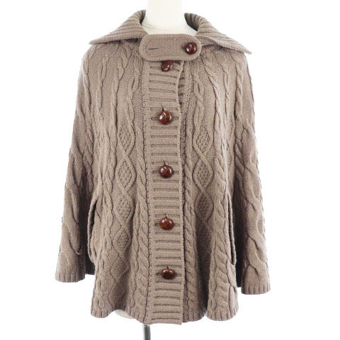 BURBERRY BLUE LABEL ウール ニット ポンチョ セーター 38（バーバリー 