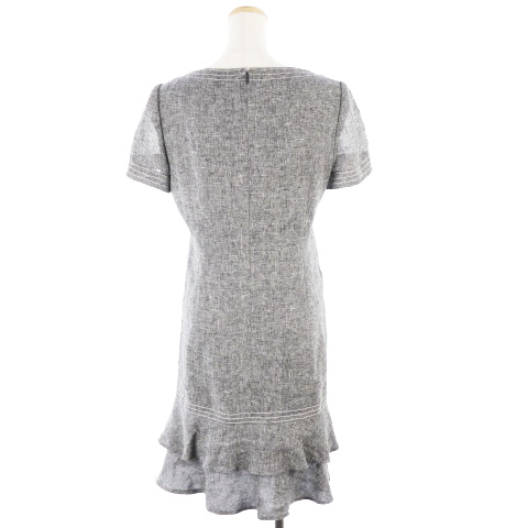 ジュンアシダ Jun Ashida ワンピース ティアード ひざ丈 ボートネック ジップアップ リネン 麻 半袖 9 グレー Kn レディース 1 ベクトルパーク