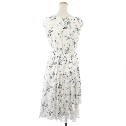 【美品】MERCURYDUOノースリーブ花柄ロングワンピース M MERCURYDUO】シアーノースリニット花柄ドッキングワンピース