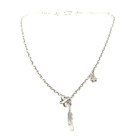 MOTO シルバー　フェザーネックレス モト MOTO ネックレス ペンダント フェザーモチーフ クロス