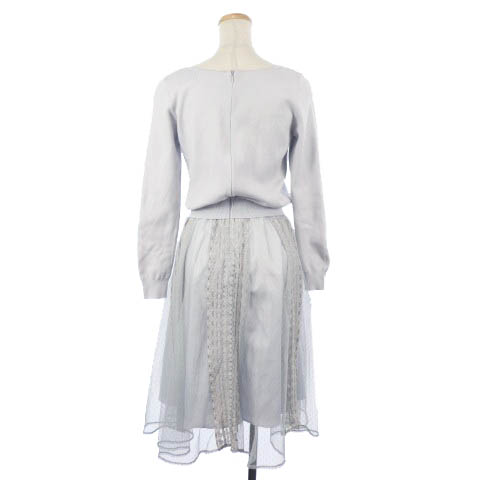 アプワイザーリッシェ Apuweiser Riche 18ss ワンピース ドッキング ミモレ ロング ニット レース チュール Vネック バックジップ 長袖 2 グレー Ri5 レディース 1 ベクトルパーク