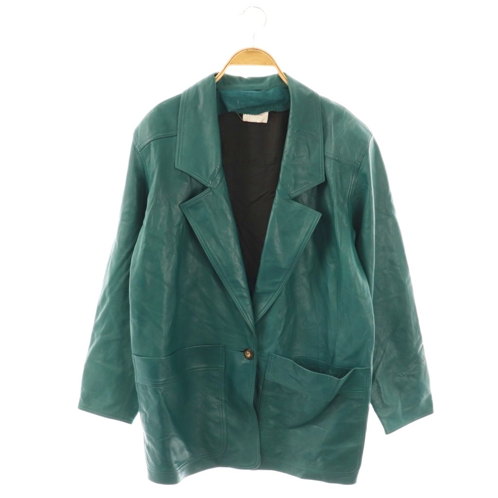 【中古】ロエベ LOEWE ヴィンテージ レザージャケット テーラードジャケット 40 グリーン /ES ■GY53 レディース ロエベ LOEWE ヴィンテージ レザージャケット テーラードジャケット 40