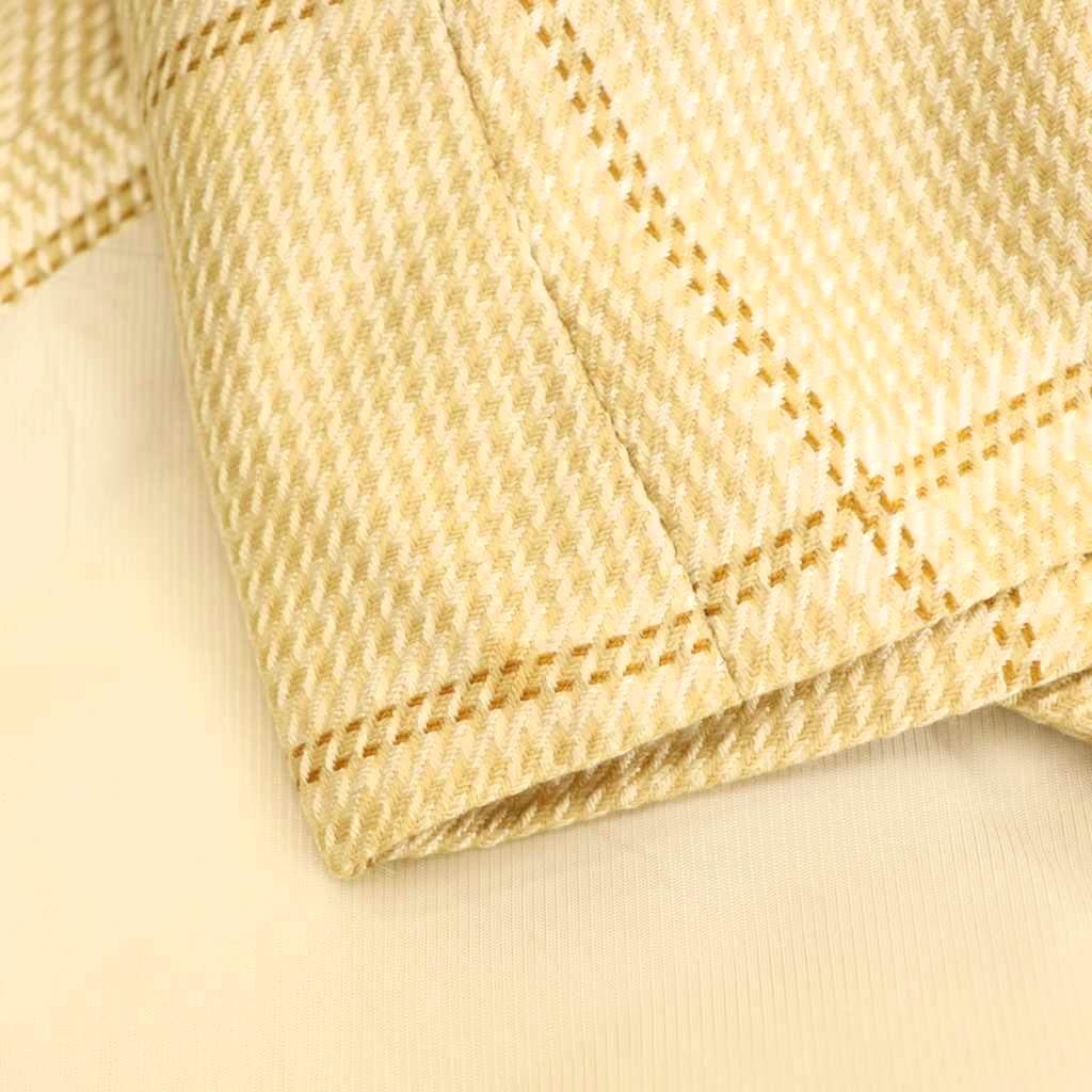 バーバリーズ Burberrys ノーカラージャケット 千鳥柄 チェック 金ボタン シルク 11AR ベージュ /ES ■GY53 レディース