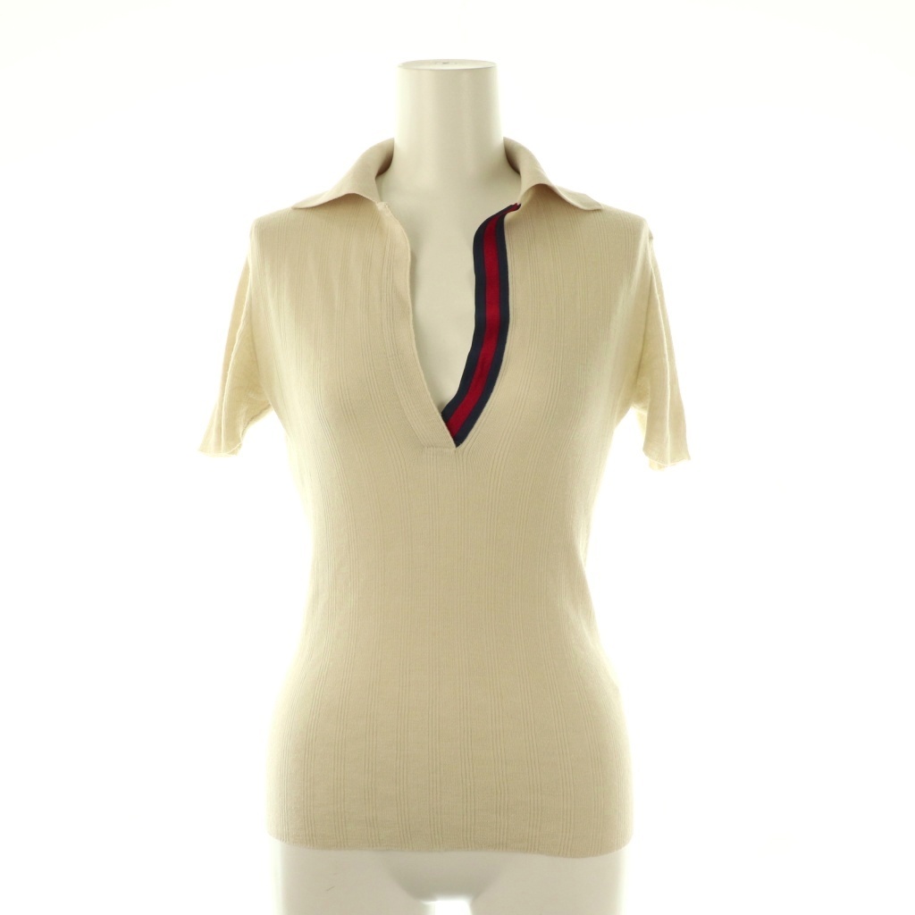 GUCCI 赤・ベージュ ニットセーター 半袖