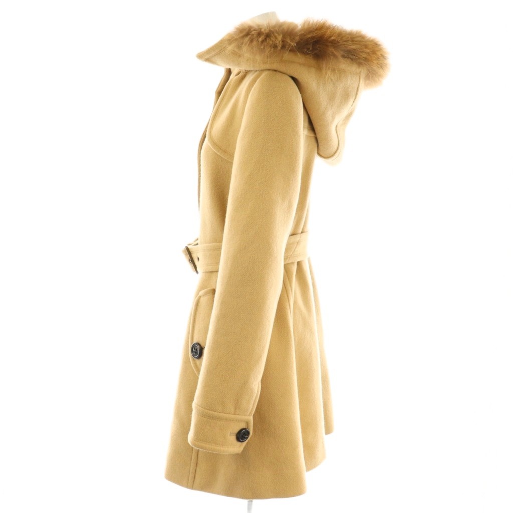 バーバリーブルーレーベル BURBERRY BLUE LABEL セミロングコート 裏地チェック 38 ベージュ /NR ■OS レディース