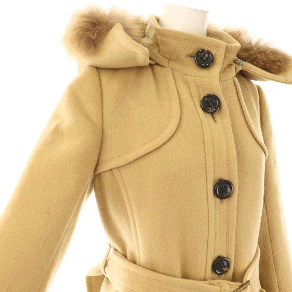バーバリーブルーレーベル BURBERRY BLUE LABEL セミロングコート 裏地チェック 38 ベージュ /NR ■OS レディース