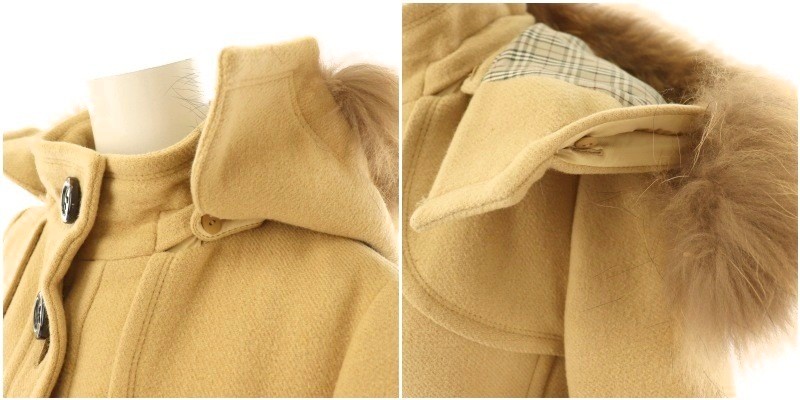 バーバリーブルーレーベル BURBERRY BLUE LABEL セミロングコート 裏地チェック 38 ベージュ /NR ■OS レディース
