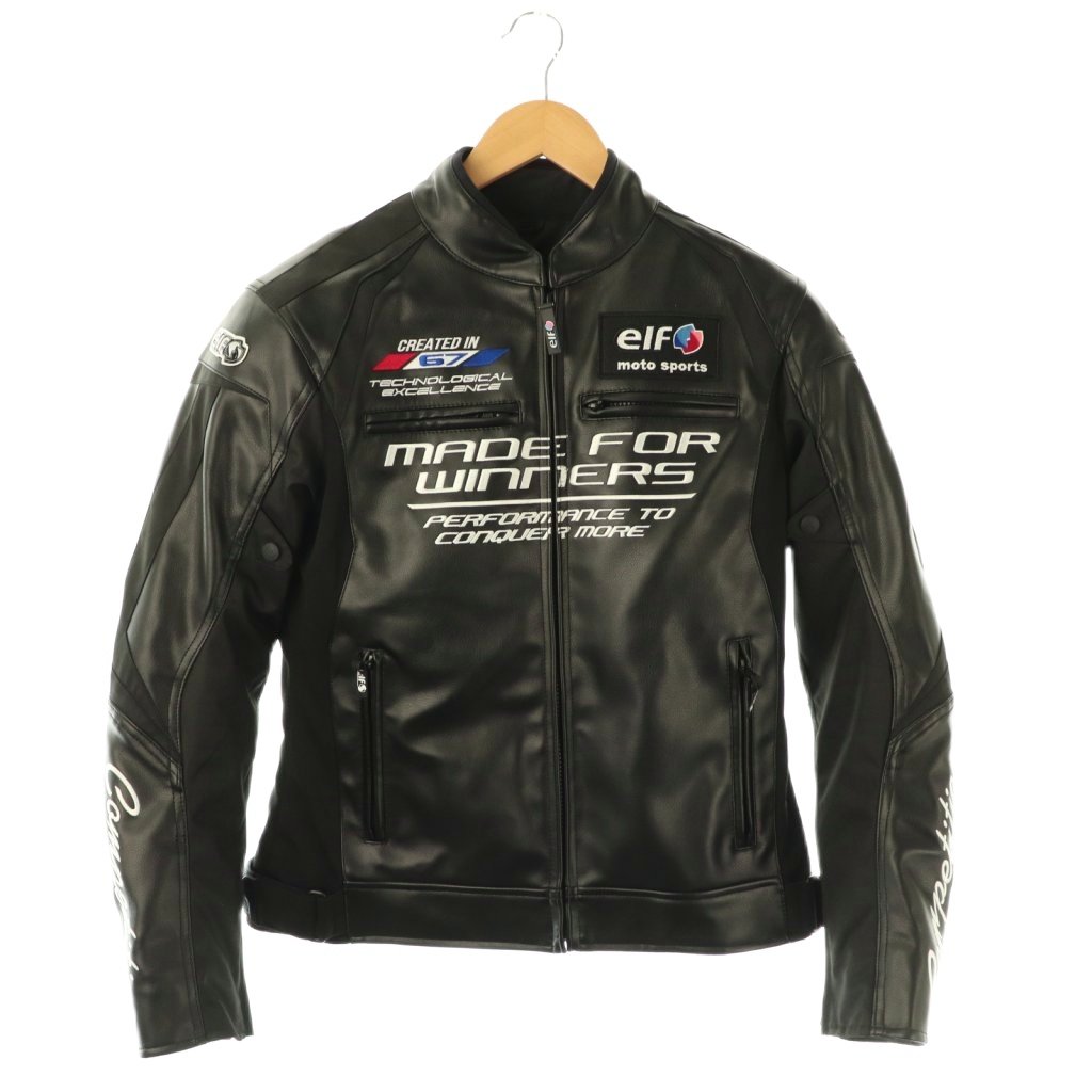 エルフ elf レーシングジャケット ライダース 中綿 PUレザー ナイロン 