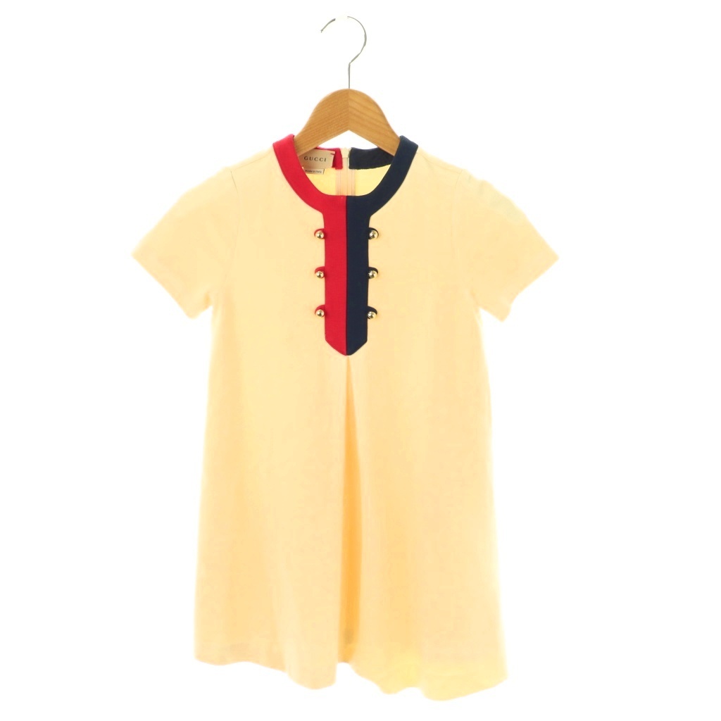 グッチ GUCCI キッズ 金ボタンワンピース 5 110/60 イエローベージュ