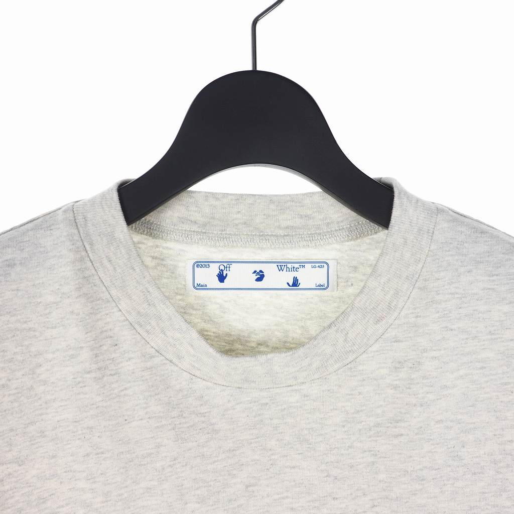 未使用品 オフホワイト OFF WHITE 20AW CUT HERE SLIM TEE アロー プリント Tシャツ カットソー 半袖 刺繍 S  グレー OMAA027F20FAB0090801 国内正規 メンズ