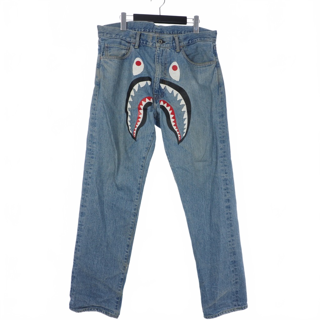 アベイシングエイプ A BATHING APE シャーク ワイドデニムパンツ 