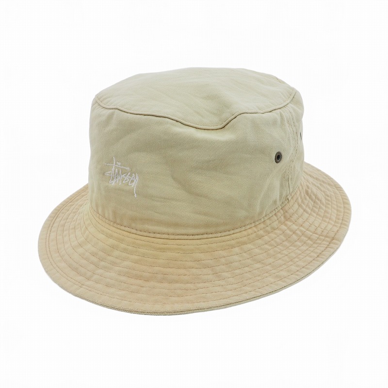 Stussy バケットハット ベージュ ステューシー STUSSY バケット ハット 帽子 ワンポイントロゴ S