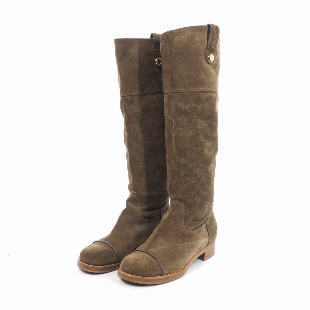 ルイヴィトン スエード ロングブーツ MA1110 モノグラム ブラウン 真贋済 ルイヴィトン スエード ロングブーツ MA1110 モノグラム ブラウン 真贋済