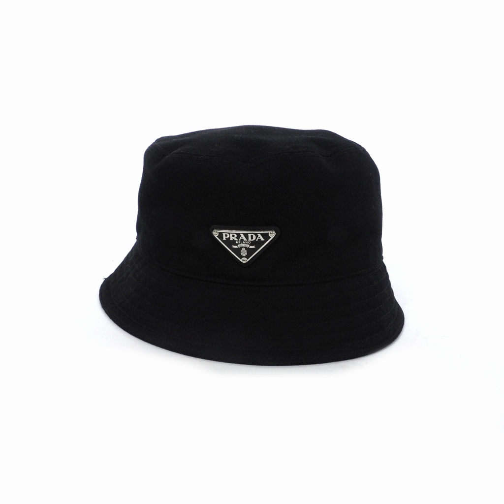 プラダ PRADA バケットハット バケハ 帽子 三角プレート ロゴ コットン 