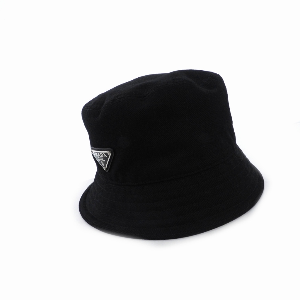 プラダ PRADA バケットハット バケハ 帽子 三角プレート ロゴ コットン 