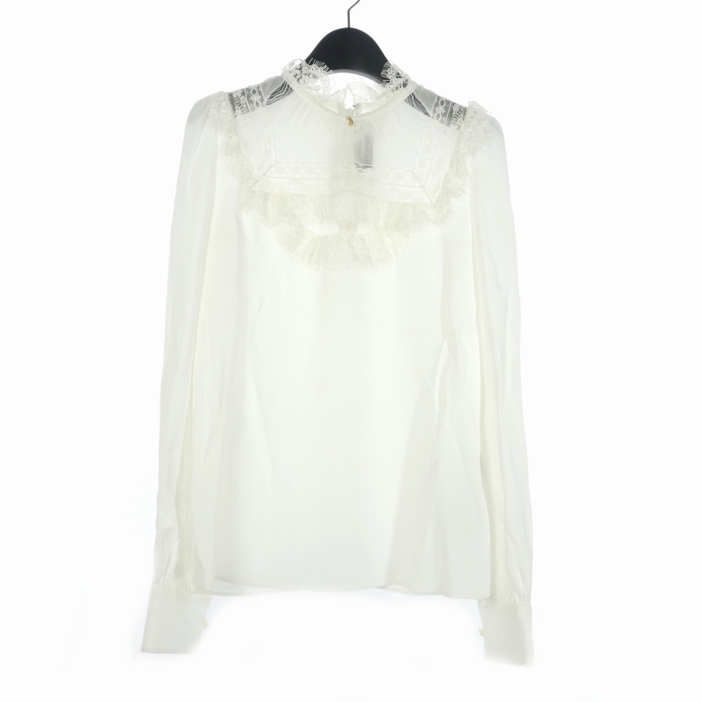 【中古】ディースクエアード DSQUARED2 レース 切替シャツ Tシャツ 長袖 バックジップ 36 ホワイト S75NC1013 ディースクエアード DSQUARED2 レース 切替シャツ Tシャツ 長袖 バック