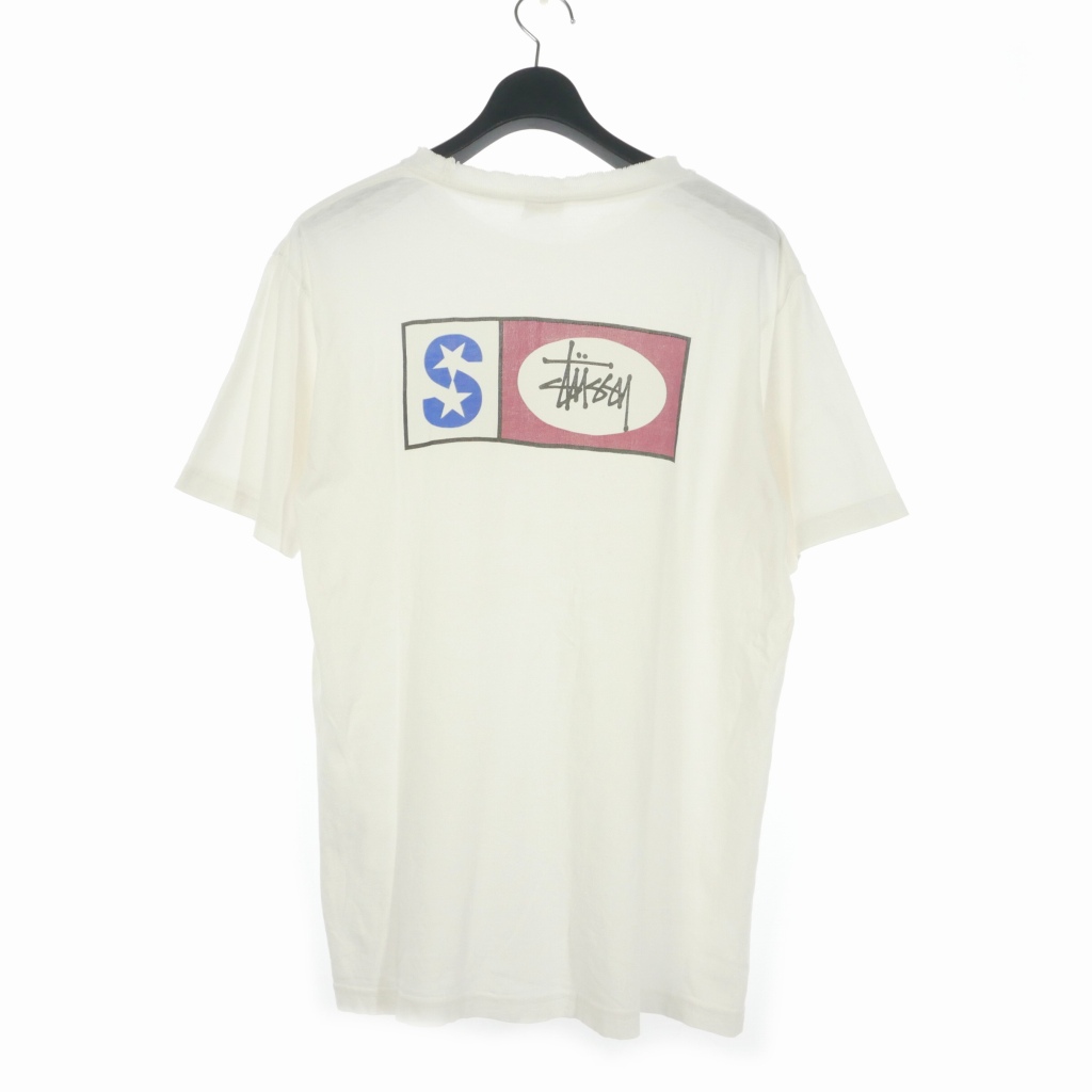 ▼STUSSY ホンデュラス製　Tシャツ　白　バックプリント【XL】ヴィンテージ STUSSY ステューシー ヴィンテージ 80s タグ バックプリント