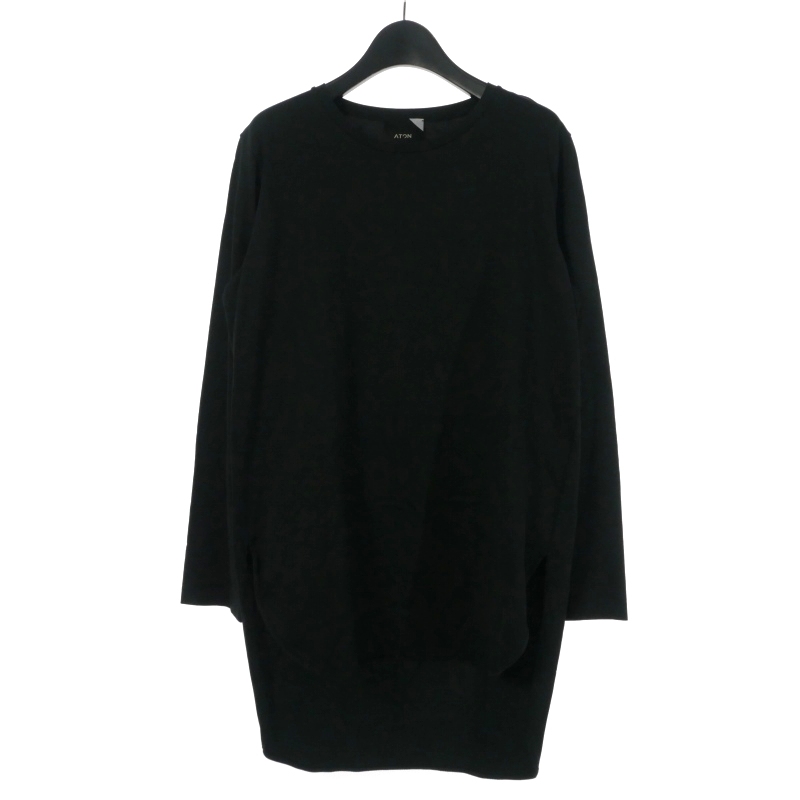 ATON ブラック 長袖カットソー ATON tシャツ / オーバーサイズ ロング