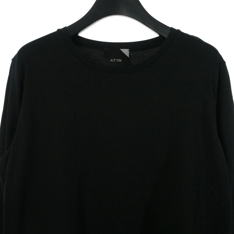 ATON ブラック 長袖カットソー ATON｜エイトンのトップス（長袖）通販 - ZOZOTOWN