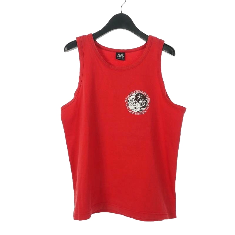 ステューシー STUSSY タンクトップ カットソー プリント 短丈 M