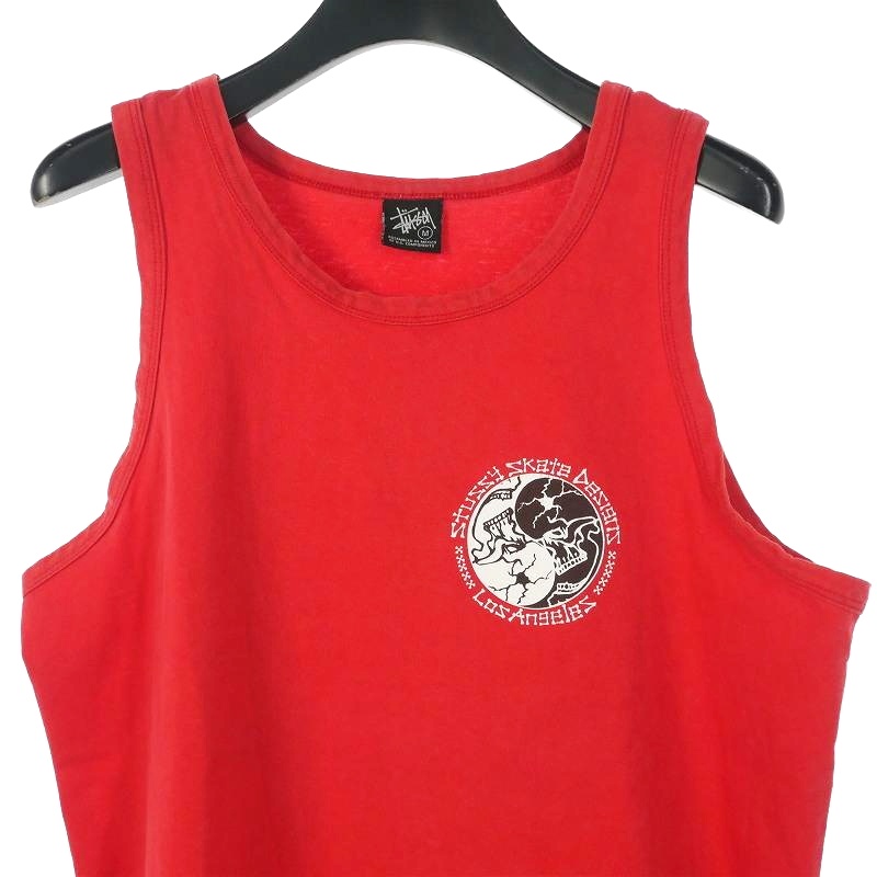 ステューシー STUSSY タンクトップ カットソー プリント 短丈 M
