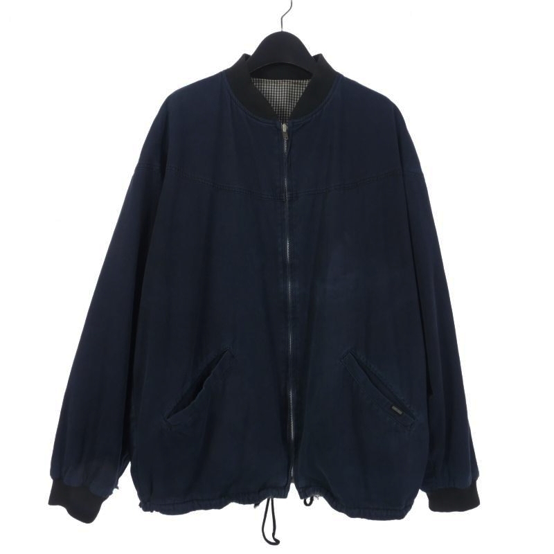 初期 GOODENOUGH リバーシブルブルゾン S ギンガムチェック ネイビー グッドイナフ GOODENOUGH 90S リバーシブル キャップショルダー