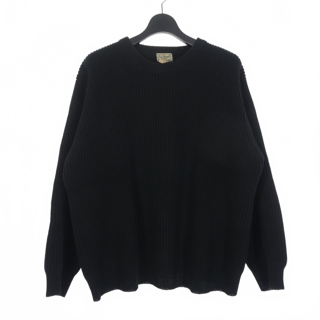 LLBean コットンニット 無地セーター プルオーバー ブラック 90s エルエルビーン L.L.BEAN 90s クルーネック コットン ニット セーター
