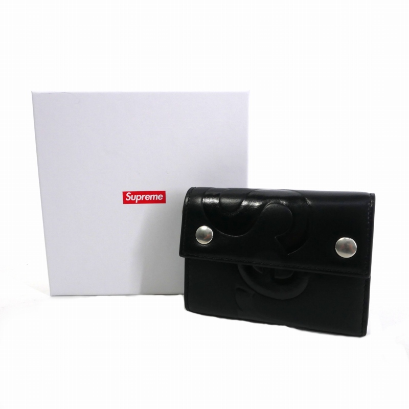 supreme Leather Chain Wallet 黒財布