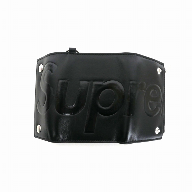 シュプリーム SUPREME 二つ折り財布 Leather chain wallet SUPREMEロゴ