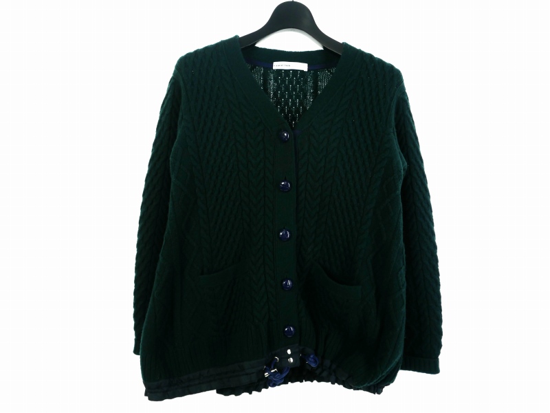 サカイラック sacai luck ニットカーディガン セーター 厚手 2 グリーン 緑  14AWLU821 レディース サカイラック sacai luck ニットカーディガン セーター 厚手 2