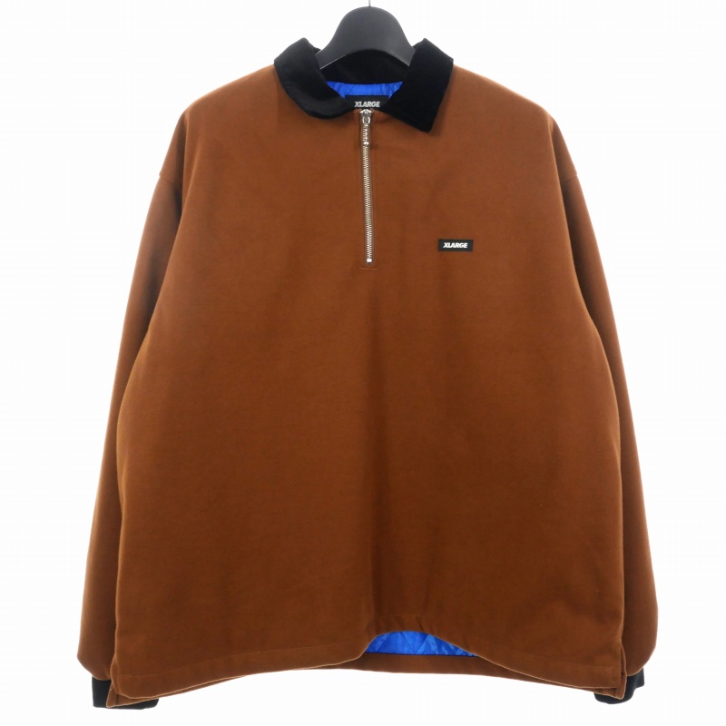 【中古】エクストララージ X-LARGE キルティングハーフジップ ブルゾン 襟切替 L ブラウン 茶 101234014003 メンズ エクストララージ X-LARGE キルティングハーフジップ ブルゾン 襟切替