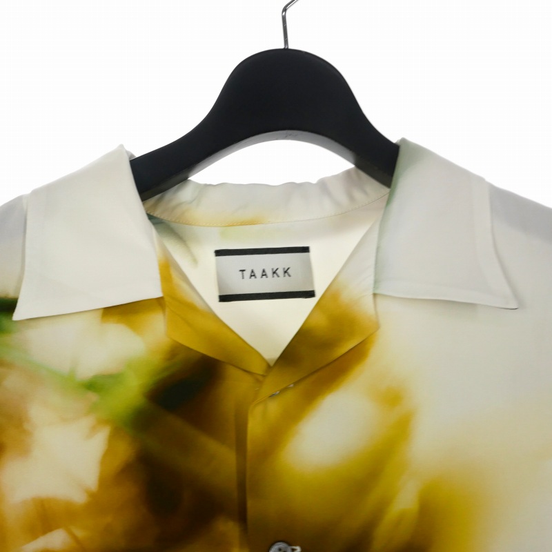 ターク TAAKK 22SS BLURRED FLOWER SILK SHIRT シルク オープンカラー 