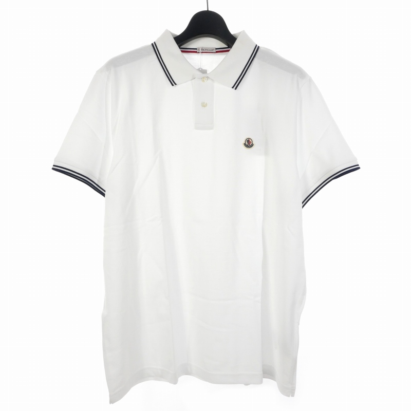 新品MONCLER ホワイト ポロシャツ XXL 【公式通販】
