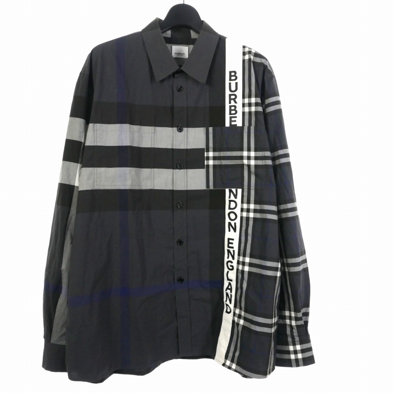 バーバリー BURBERRY チェック シャツ 長袖 グレー 8033933 メンズ 202 