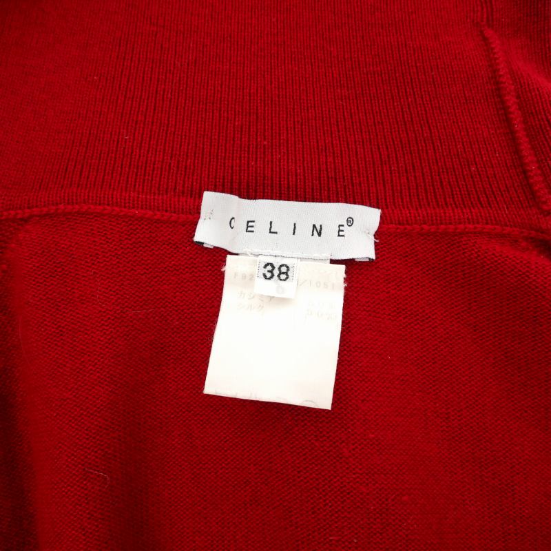 セリーヌ CELINE オールド タートルニット セーター 無地 38 赤 レッド