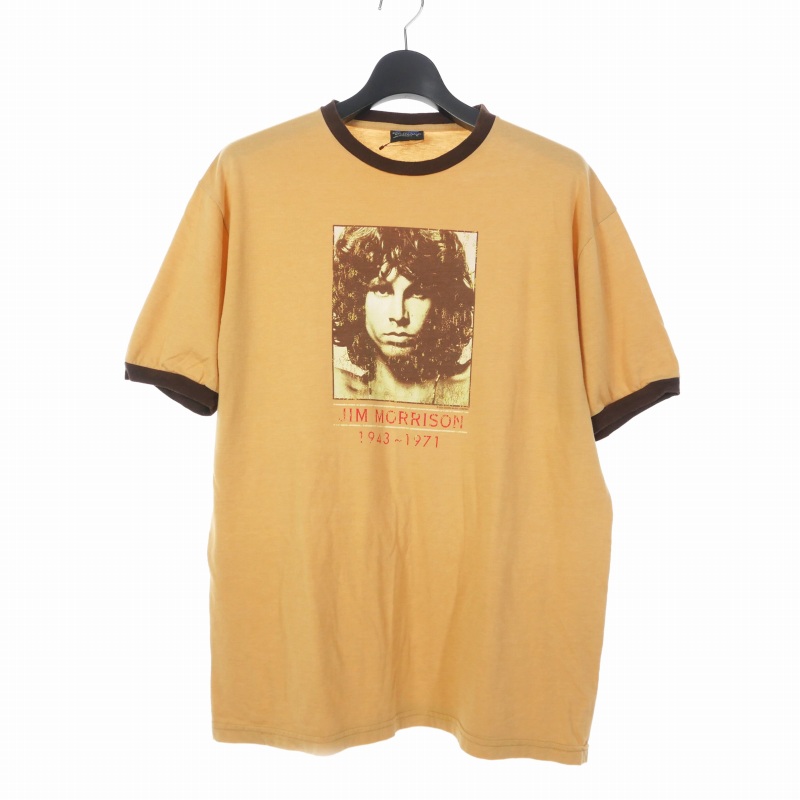【中古】Jim Morison ジムモリソン ドアーズ 追悼 リンガーTシャツ 半袖 L ベージュ メンズ Jim Morison ジムモリソン 追悼 リンガーTシャツ 半袖 L ベージュ