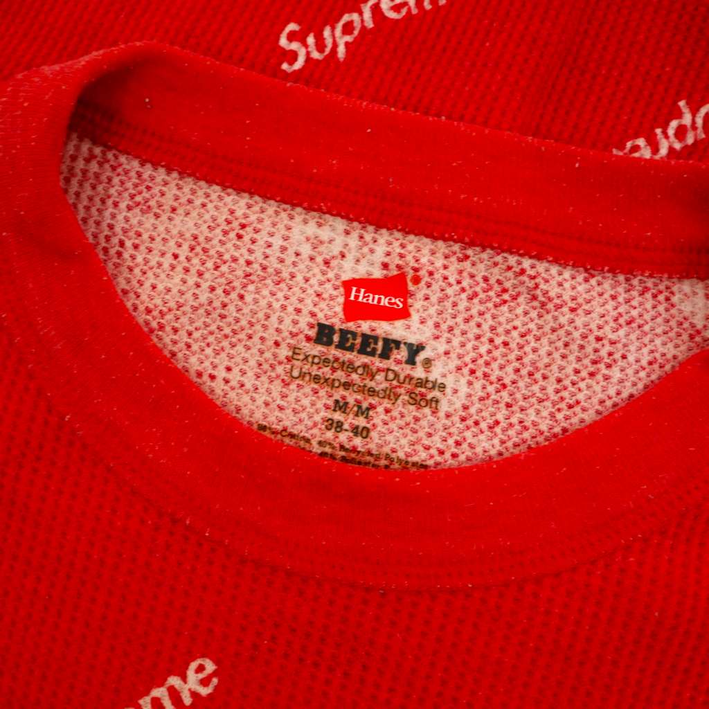 Supreme 長袖カットソー レッド シュプリーム SUPREME ヘインズ Hanes Thermal Crew サーマル