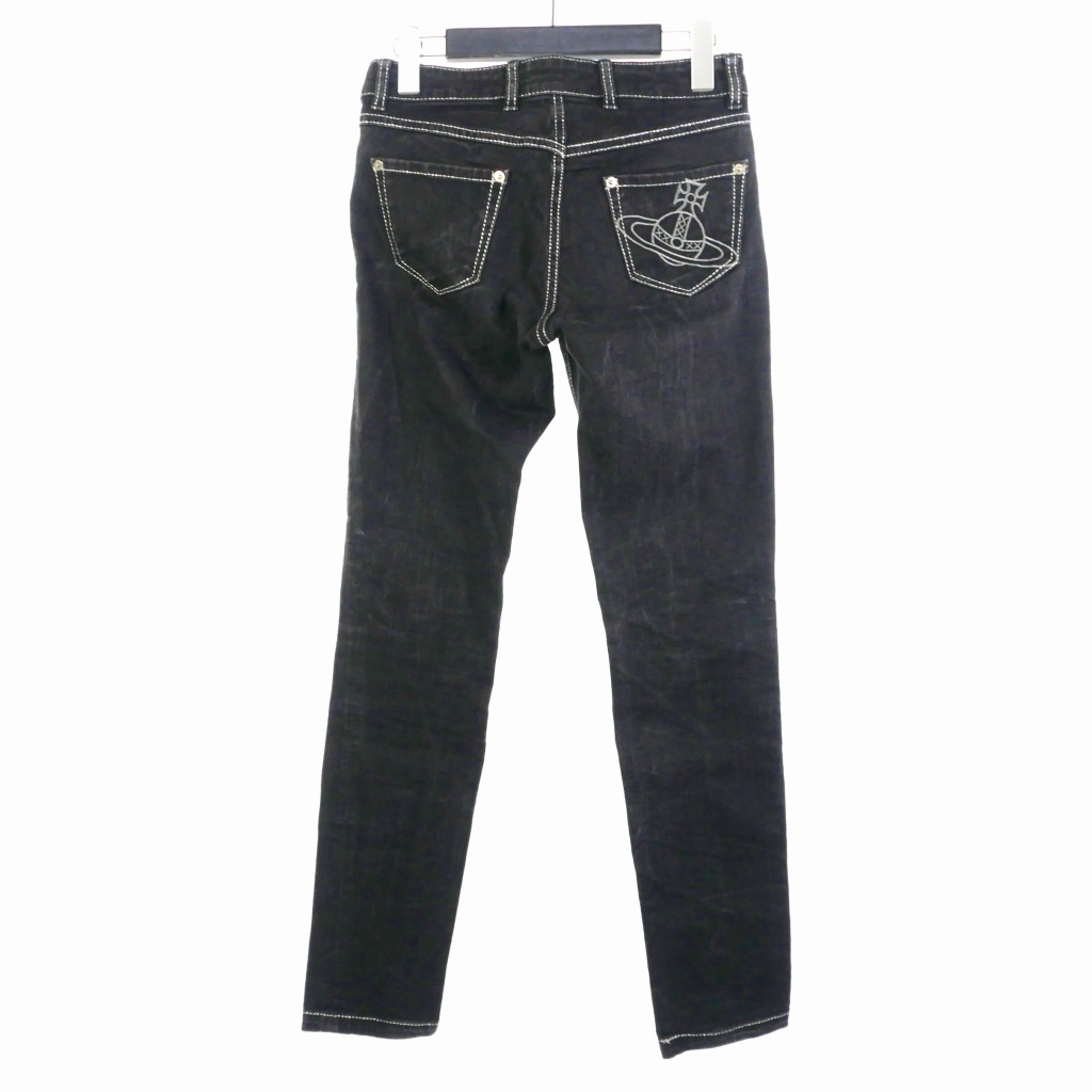 ヴィヴィアンウエストウッド オーブ刺繍 デニム ブラックジーンズ  