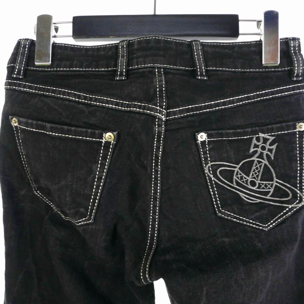 ヴィヴィアンウエストウッド オーブ刺繍 デニム ブラックジーンズ  