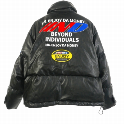 MR.ENJOY DA MONEY レザーダウンジャケット MEDM ミスターエンジョイダマネー ダウン ネオンレザー ダウン