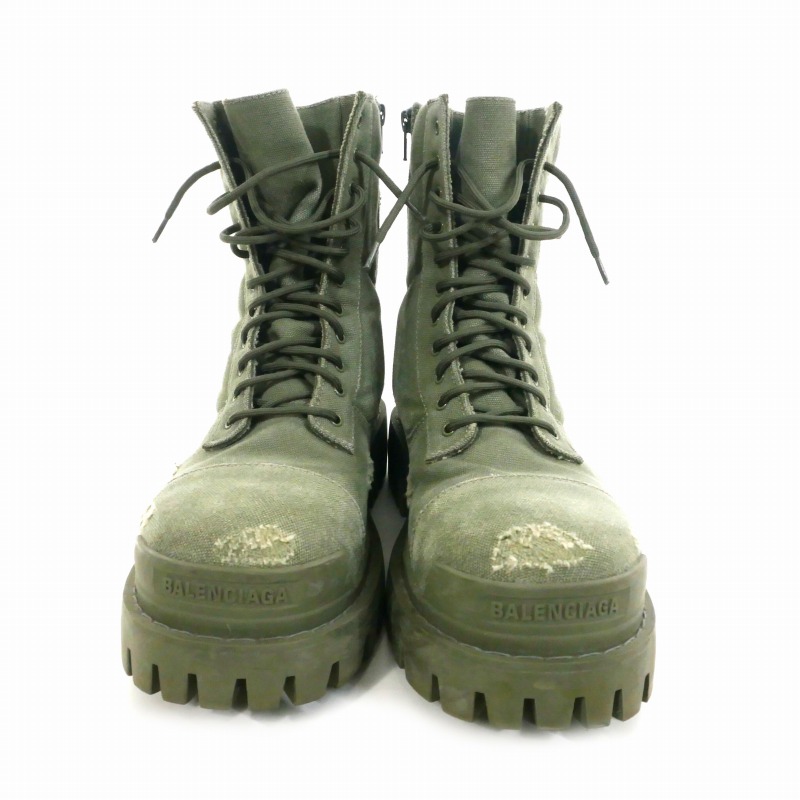 バレンシアガ COMBAT STRIKE コットンキャンバスブーツ メンズ 43 Men's Combat Strike Boot in Black | Balenciaga CA