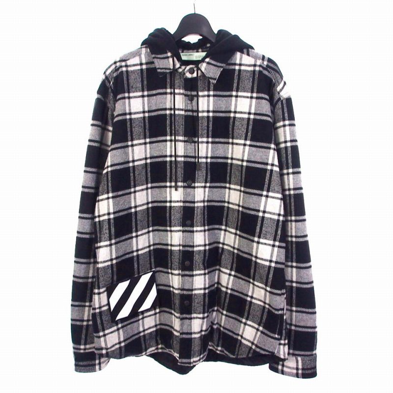 オフホワイト OFF WHITE Padded Hoodie Shirt チェック ジャケット 