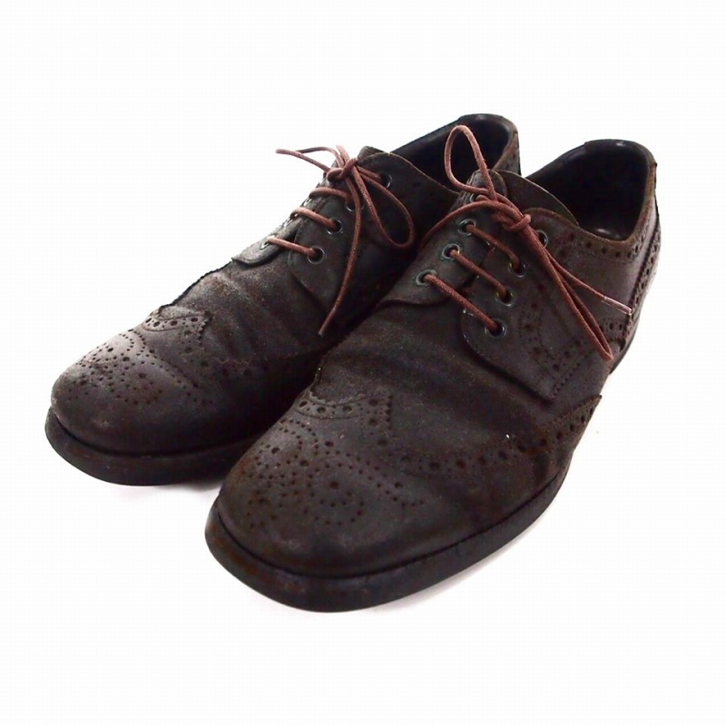 プラダ PRADA ウィングチップ レザーシューズ 靴 7.5 ブラウン 茶 1