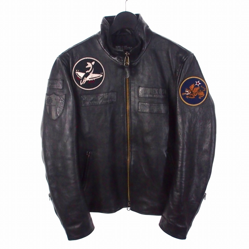 アヴィレックス AVIREX AGED WAPPEN STAND ZIP RIDERS ライダース 