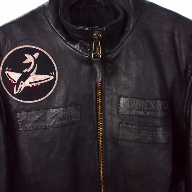 アヴィレックス AVIREX AGED WAPPEN STAND ZIP RIDERS ライダース 