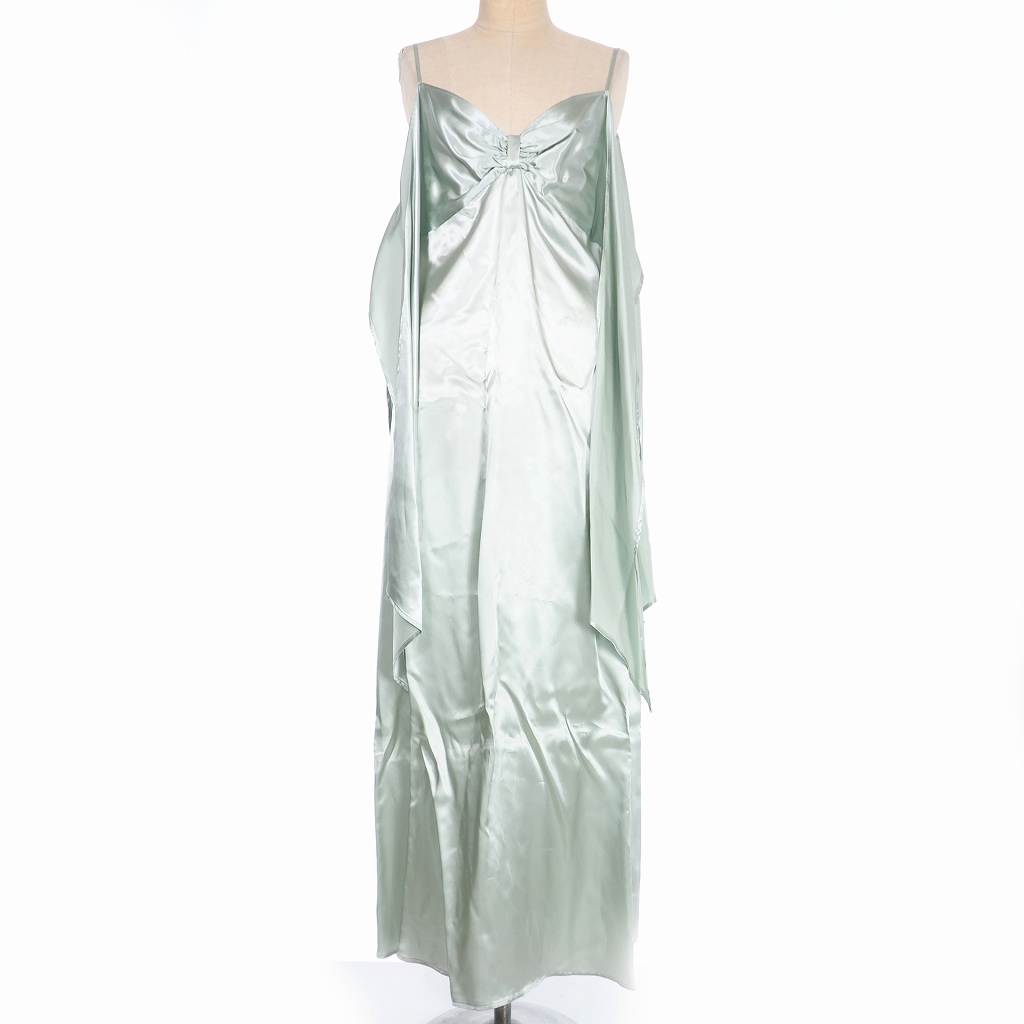 未使用品 エムエムシックス Mm6 メゾンマルジェラ Maison Margiela 19aw 再構築 キャミソール ワンピース ノースリーブ ドレス ロング丈 ギャザー 36 ミントグリーン S32cu0065 国内正規 レディース 3 ベクトルパーク