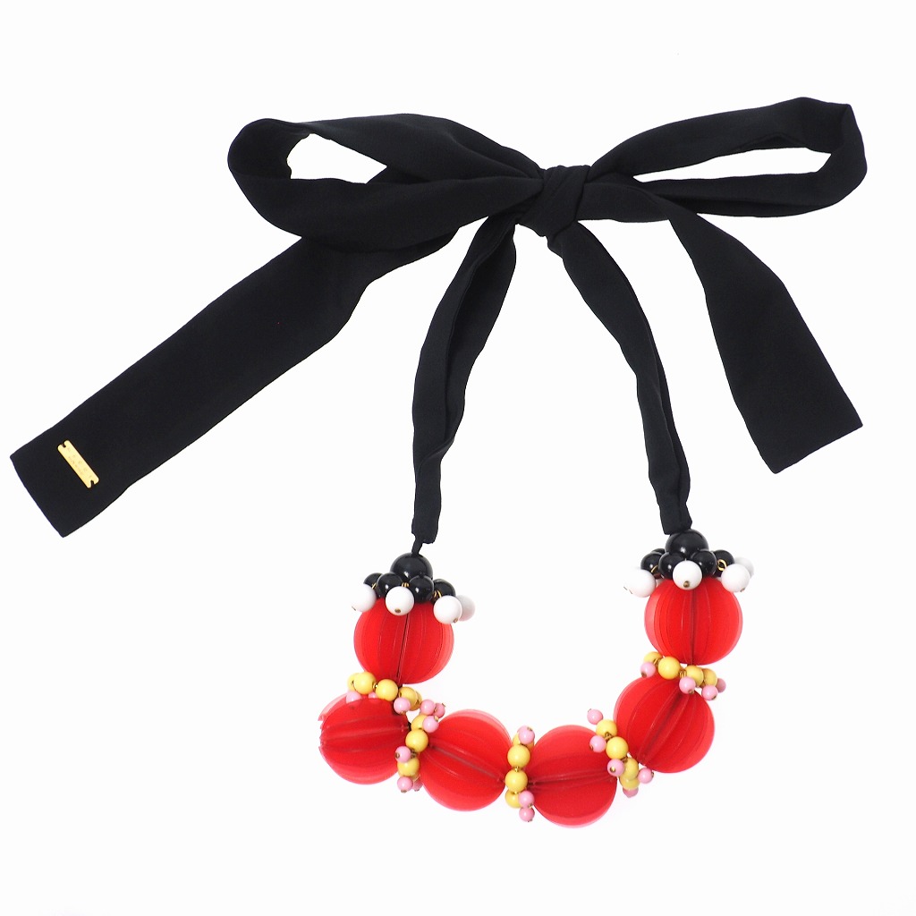 未使用品 マルニ MARNI 19SS リボン ネックレス UNI 赤 レッド 