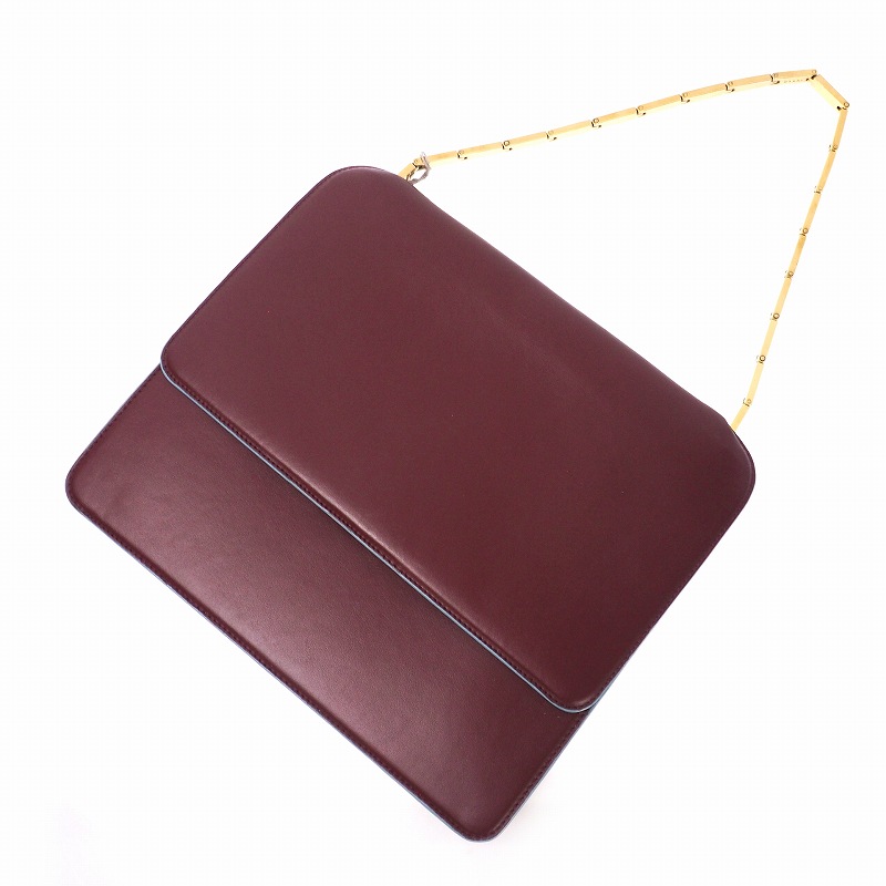 未使用品 マルニ MARNI 19AW Cache bag レザー スクエア ハンドバッグ 